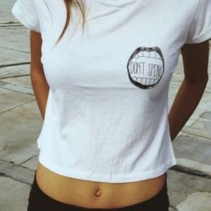 Brandy Melville White Don’t Speak Tee